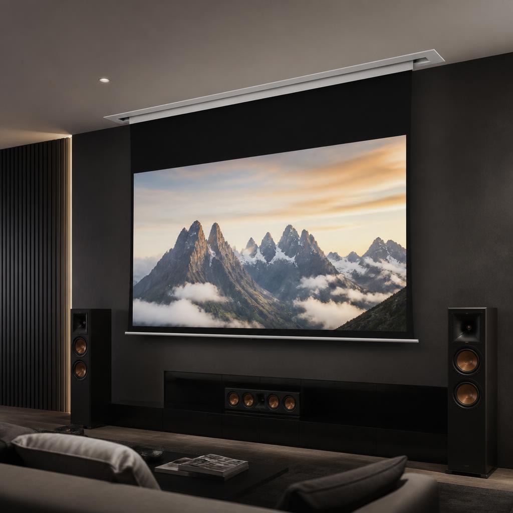 QMJM In-Ceiling Tab-Tensioned Electric Projector Screen 72" 16:9 — projection product available in Dubai