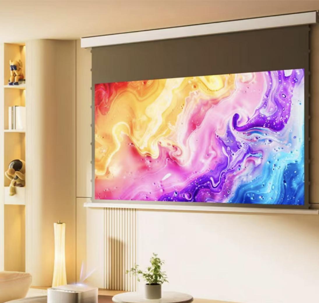 QMJM Cinema Motorized Tab-Tension Projector Screen 72" 16:9 — projection product available in Dubai